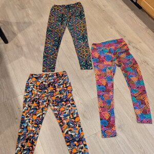 LuLaRoe‎ Multicolor Print One Size Leggings-Lot of 3